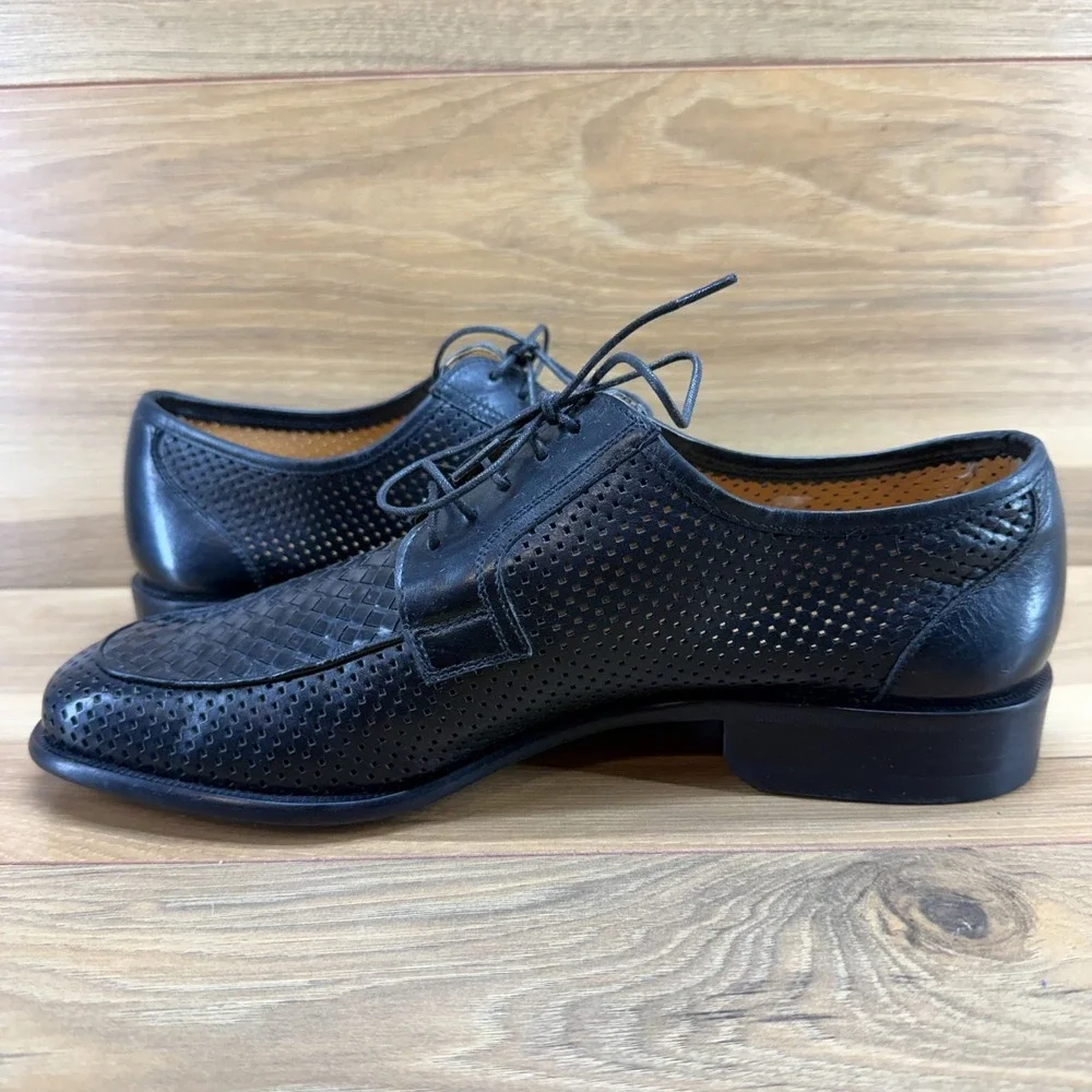ET Wright Masters Collection Woven Oxford Mens 8.5 EE Black Leather Perf Modern